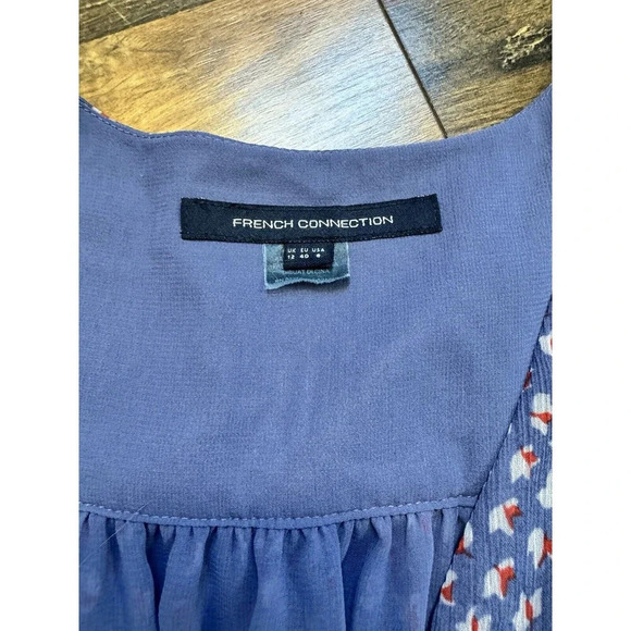French Connection Wrap Dress Size 8 Blue Floral Women's - Picture 2 of 6